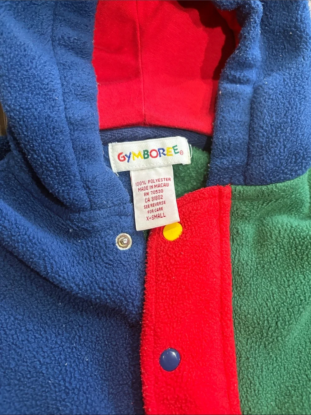 Vintage Colorful Hooded Fleece One-Piece - Blue/Green/Red by Gymboree